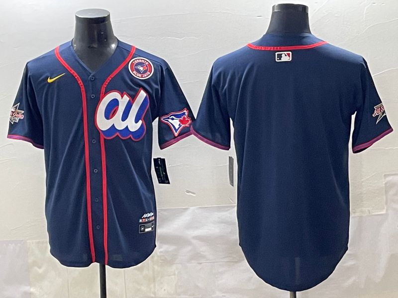Men 2025 Toronto Blue Jays Blank Drak Blue All star Blank Blue Nike MLB Jersey style 2->toronto blue jays->MLB Jersey